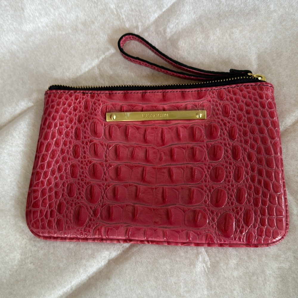 Brahmin Pink Croc-Embossed Clutch